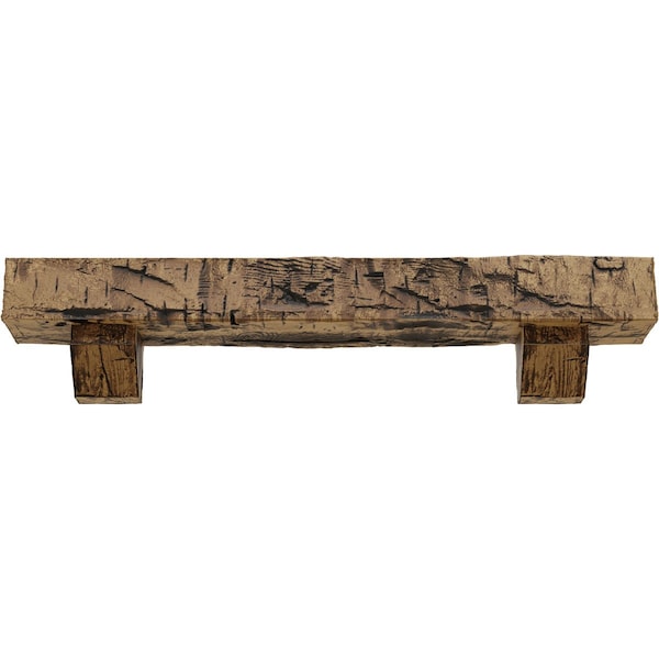 Kit W/ Ashford Corbels, NaturaL Golden Oak, 6H X 10D X 60W Hand Hewn Faux Wood Fireplace ManteL